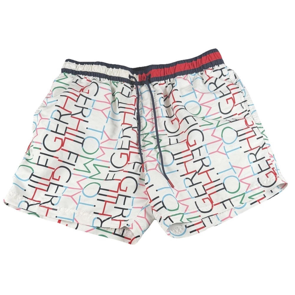 Tommy Hilfiger Swim Trunks Mens Large Multicolor Geometric Drawstring Shorts